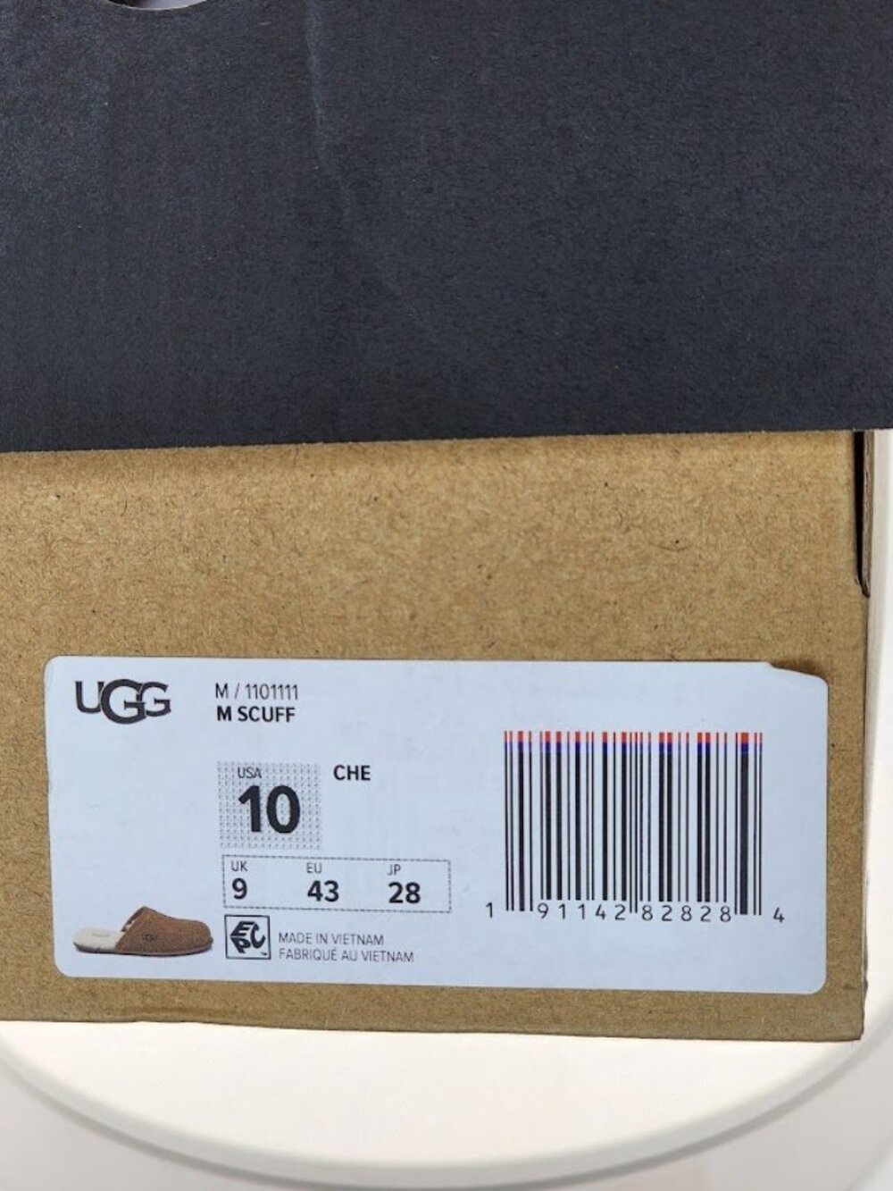 UGG Scuff Slippers Men’s Size 10 Chestnut Suede Shearling Lined - Picture 10 of 11